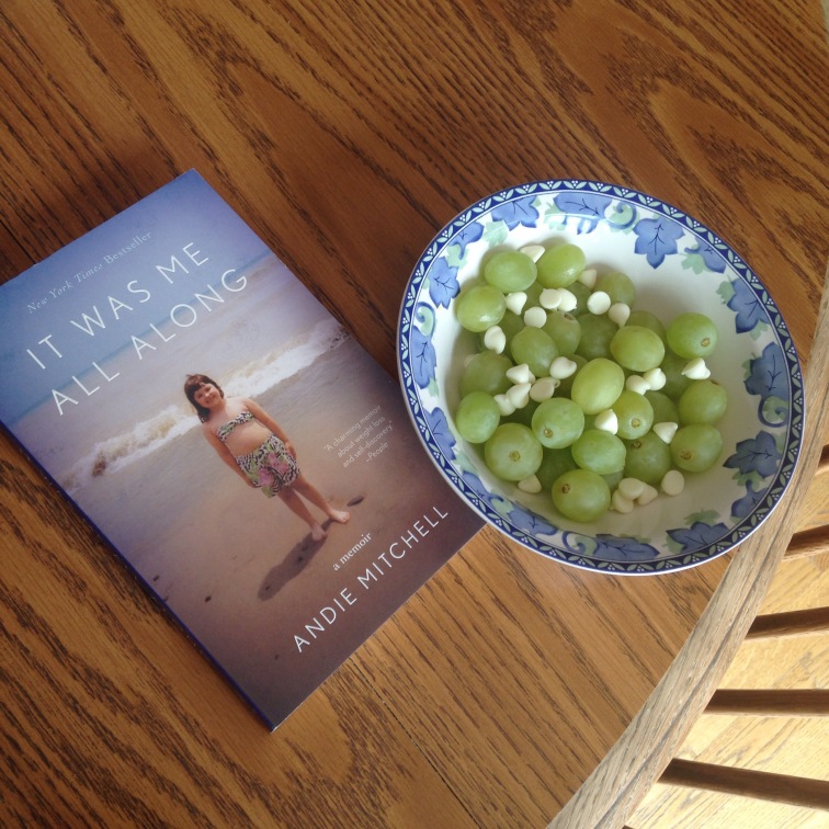 It Was Me All Along by Andie Mitchell is hands down one of my favorite reads ever. While I was reading it, I would munch on some green grapes with yogurt chips.