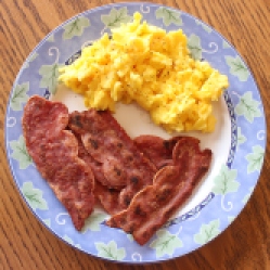 When I discovered turkey bacon, my life was changed forever. For two months, I had two eggs and turkey bacon for breakfast EVERY SINGLE DAY.